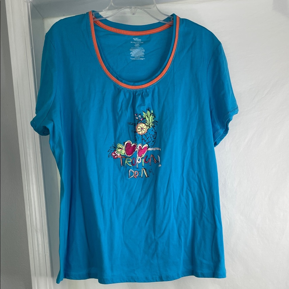 Blue Tropical lounge t-shirt like new 3X (22/24w)